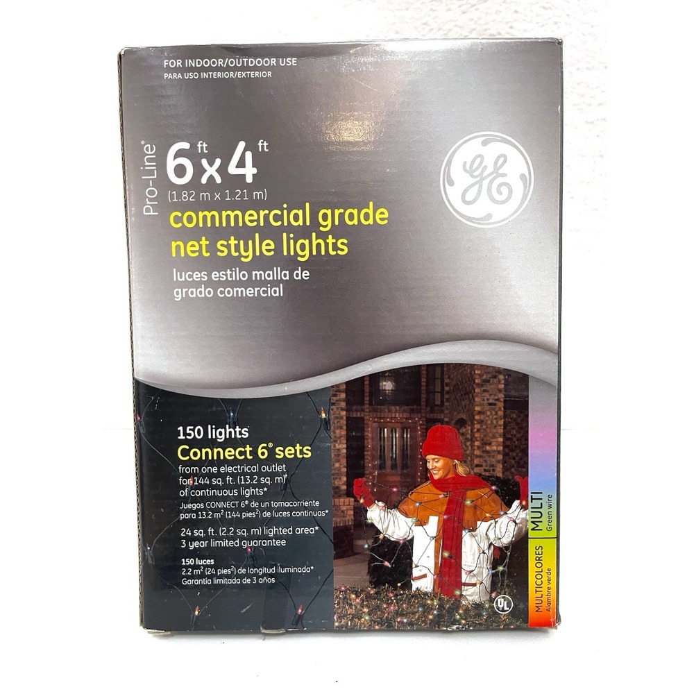 Ge Pro Line 6x4 Outdoor holiday Christmas Commercial  multicolor Net Lights